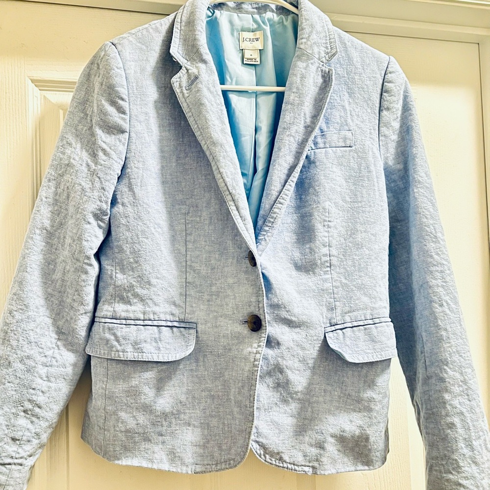 J. Crew Women's Soft Blue Chambray Blazer Suit Jacket